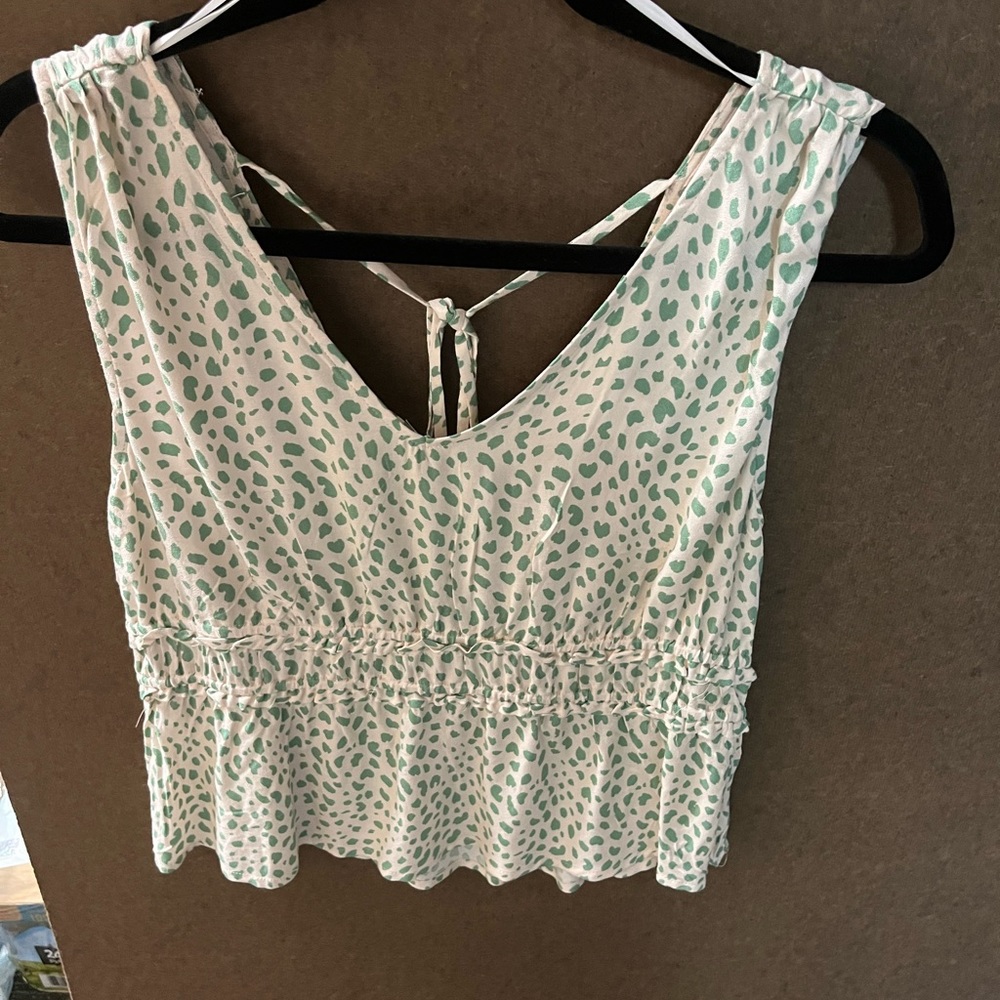 White/cream and green tank top